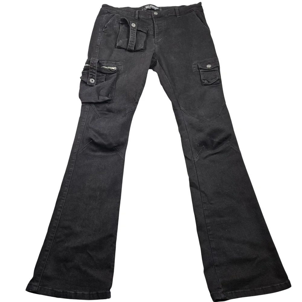 Valabasas Pants Mens 37x35 (36 Tag) Black Cargo Denim Bootcut Streetwear